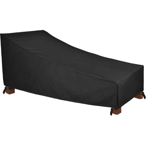 Dapetz ® Garden Sun Lounger Cover - Waterproof & Windproof Outdoor Chair Cover, Anti-UV 420D Polyester Patio Sun Lounger Cover (200L x 80W x 40H cm) - Black (1/5)