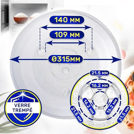 Plateau Micro Onde Universel Ø 31,5 cm avec 3 Fixations pour (1/4)