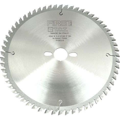 FIRST ITALIA Lame de Scie Circulaire HM D. 250 mm avec Denture Alternée 60 dents - Alésage 30 mm - Épaisseur 3.2 mm - Pour Bois Tendre et Exotique (1/7)