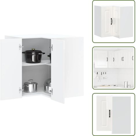 vidaXL Küchen-Eckhängeschrank Kalmar Hochglanz-Weiß Holzwerkstoff (1/5)