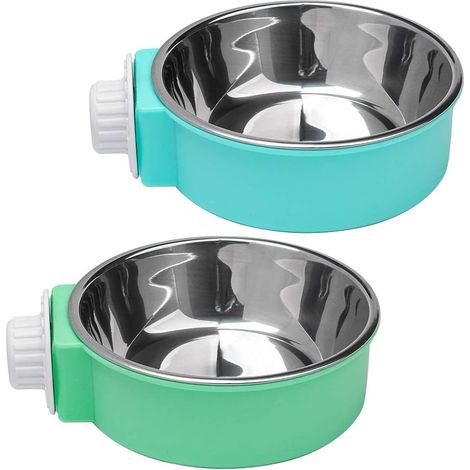 Filiyano-Lot de 2 gamelles pour cage d'animaux, gamelle suspendue 2 en 1 pour chien, gamelles d'eau amovibles pour cage de petits animaux (1/5)