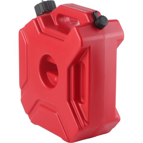 Réservoir de carburant/huile de 5 L (1,3 gallons) rouge, grande capacité, portable, pour voitures, motos, UTV, quads et véhicules tout-terrain (sans support). (1/5)