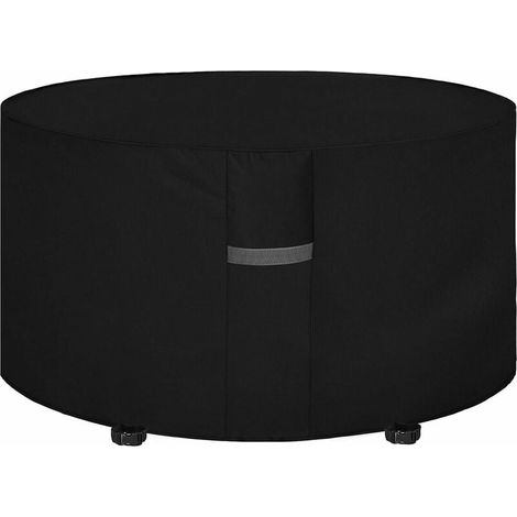 MINKUROW Copritavolo Da Giardino Con Prese D'aria, Impermeabile, Antivento, Anti-Uv, Antistrappo, Resistente Tessuto Oxford 210d Copertura Protettiva Per Soggiorno, Rotonda (180x90 Cm) - Nero (1/4)