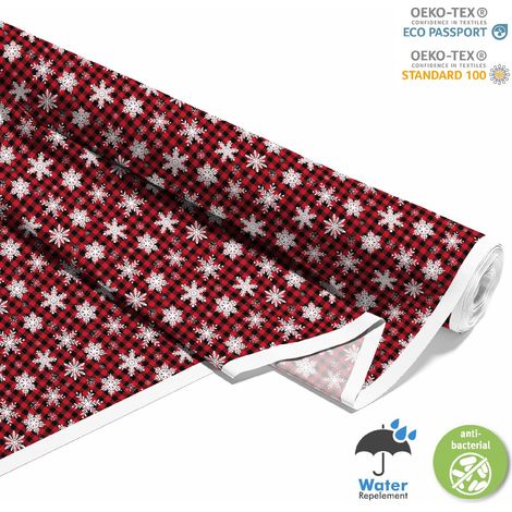 TISSUS DÉCORATIFS D'EXTÉRIEUR OXFORD - Motif flocon de neige sur damier I DX588 (1/5)
