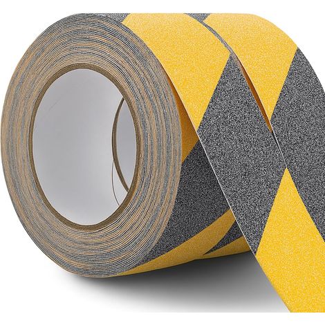 2 Rouleau Bande Antidérapante 5cm x10m, Antidérapant Adhésif, Ruban Antidérapant Solide pour Les Marches Antidérapantes à L'intérieur L'extérieur (Noir et Jaune) (1/5)