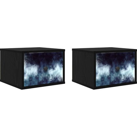 Maison Exclusive - Mobiletto da comodino a parete RAALTE 2 pz Rovere Nero (1/5)