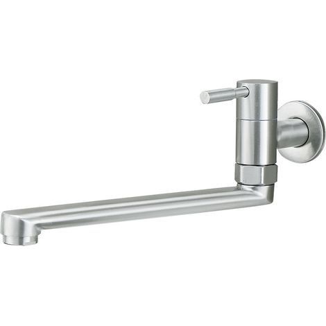 Robinet de cuisine, robinet étendu mural en acier inoxydable simple froid balcon buanderie piscine vadrouille piscine robinet à ouverture rapide (1/5)