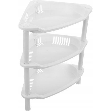 Étagère Coin Plastique Blanc 3 Niveaux Compact (1/4)