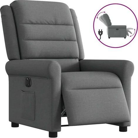Chaise électrique inclinable en tissu – Fauteuil releveur médical avec dossier réglable, assise confortable et fonction de relevage progressif – Gris foncé (1/5)
