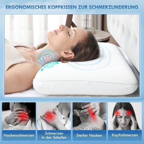 Memory Schaum Kissen Nackenstütze, Ergonomisches Kopfkissen 60x40 cm mit abnehmbarem Bezug, Cremeweiß (1/5)