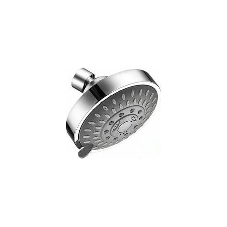 Pommeau de douche chromé orientable, Pomme de douche pluie ronde en acier tête de douche miroir face， (1/4)