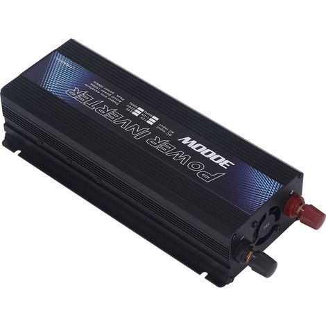 3000-W-Sinus-Wechselrichter (12 V auf 110 V) mit USB-Anschluss und Lüfter, Schwarz, 60 Hz (1/5)