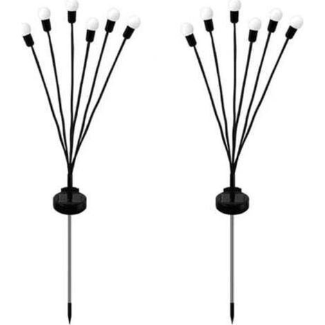 Set di 2 lucciole solari con 6 LED - Impermeabili - Stelle - Per giardino, vialetto, paesaggio, uso esterno - Luce calda [Classe energetica A+++]