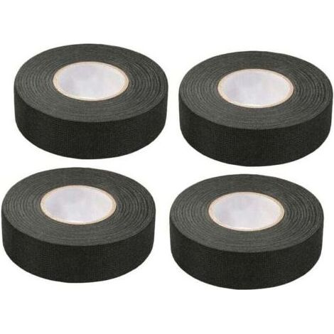 4 Pièces Noir Ruban Adhésif Auto (1.5 cm x 15 m) - Ruban Chiffon de Voiture, Ruban Adhesif Haute Temperature, Scotch Noir Resistant, Scotch Tissu, Bande de Harnais de Câblage de Voiture (1/4)