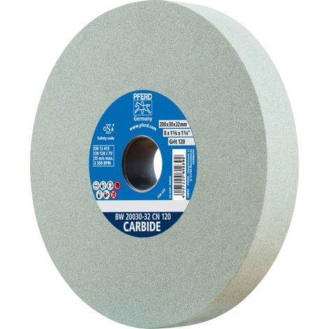 PFERD TOOLS Schleifbockscheibe Ø 200x30mm Bohrung-Ø 51 mm SiC120 für harte Materialien z.B. Hartmetall (1/3)