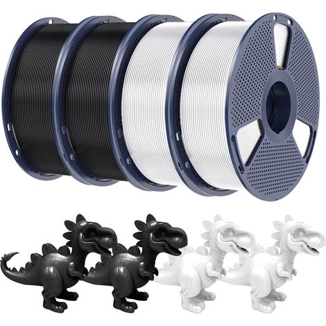 Filamento para impresión 3D, 4 kg en total, PLA biodegradable, PLA Silk 2BK-2WT (1/2)