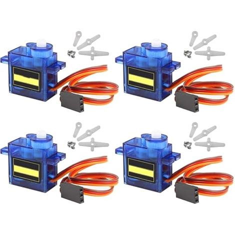 4 Pièces 9G Kit de Moteur Micro servomoteur pour Bras de Robot RC/Main/Marche hélicoptère Avion Voiture Bateau contrôle avec câble, Mini servos Projet Arduino (1/5)