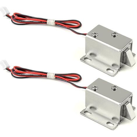Cerradura eléctrica electromagnética con solenoide de 12 V, para sistemas de seguridad, cajas fuertes y puertas de armarios, 2 unidades (1/5)