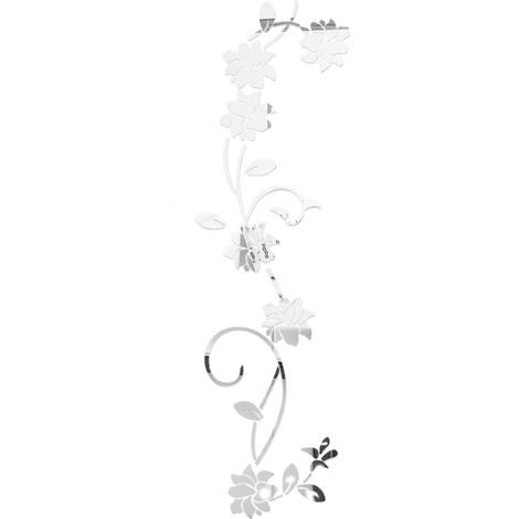 Sticker mural décoratif adhésif rose miroir irisé avec roses motifs pour fond de sofa décor bureau maison Acrylic Rose Mural 100×30cm Gold Silvery Black 1 Pièce (1/5)