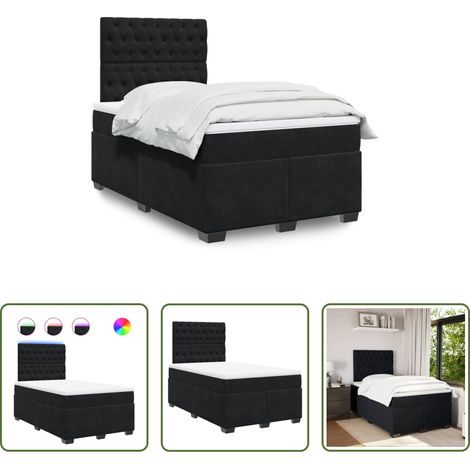 Matratze - Boxspringbett mit Matratze Schwarz 120x200 cm Samt (1/5)