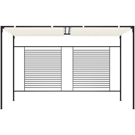 Belvédère avec auvent rétractable 3x4x2,3 m Crème 180 g/m²
