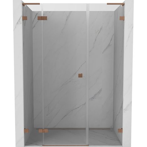 Mexen Lunar L porte de douche pivotante gauche 150 cm, transparent, cuivre brossé - 834SL-150-050-65-00-L (1/5)