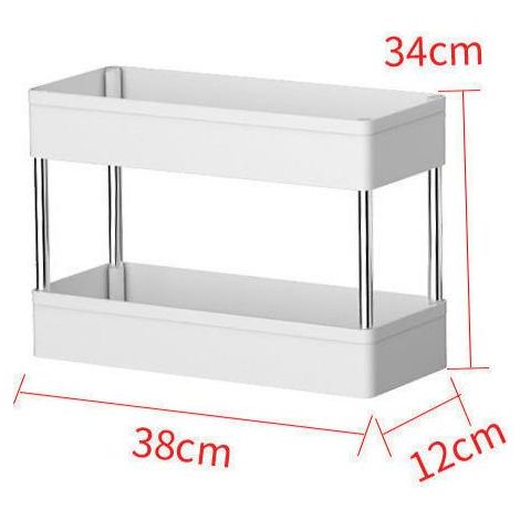 Chariot de Rangement Mobile à 2 Niveaux, Chariot de Stockage, Étagère de Rangement Fine à 2 Niveaux, pour Cuisine Étroites, Salle de Bain, sans roues(38x12x34cm) (1/4)
