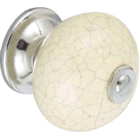Bouton de meuble Boule beige porcelaine H.38 x l.40 x P.40 mm