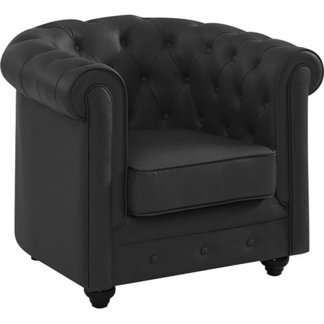 Poltrona in Pelle di bufalo Nera - CHESTERFIELD