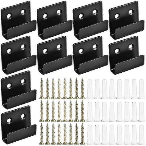 Lot de 10 pinces à miroir en acier inoxydable - Supports muraux robustes en forme de U avec vis pour accrocher miroirs et tableaux (1/5)