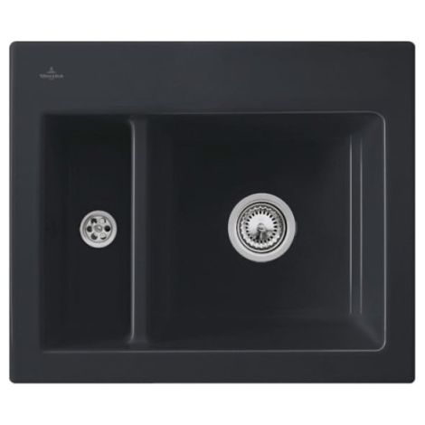 Fregadero de 1 seno y medio VILLEROY ET BOCH Subway 60 XM 62 x 51 cm sin escurridor Grafito CeramicPlus con desagüe automático