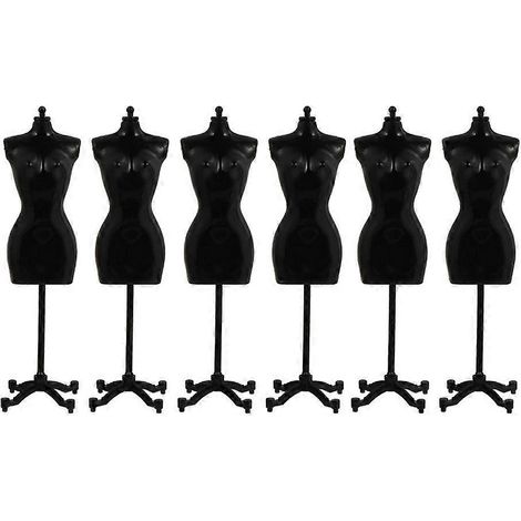 6-teiliges Puppenhaus-Zubehör: Puppenkleiderhalter, Schneiderpuppe, Jersey-Puppenkleiderhalter-21X5.5X5.5CM-Black (1/3)