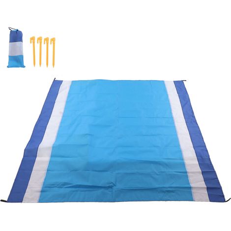 Tappetino da picnic portatile impermeabile – Pieghevole, alla moda, di grandi dimensioni – Resistente alla sabbia – A righe blu e bianche – Ideale per viaggi e campeggio