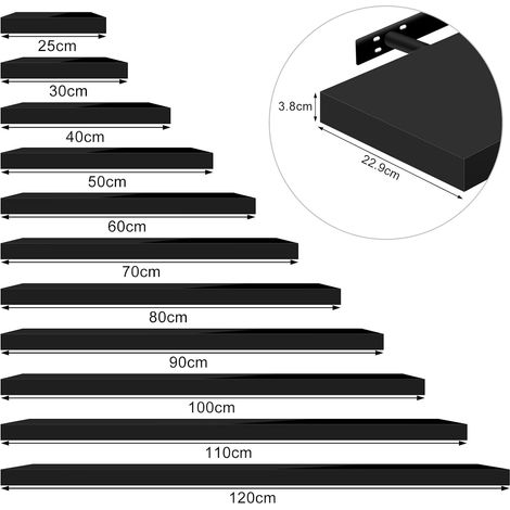 WOLTU 2x High Gloss Floating Shelf Storage Display Unit Wall Mounted bookcases Unit Black 60 cm (1/5)