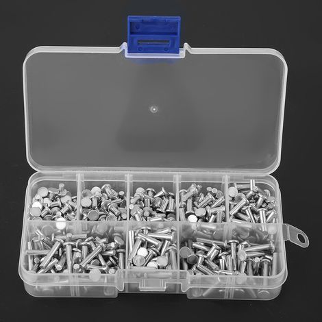400 Stück M3 Flachkopf-Aluminiumnieten, Flachkopf-Vollnieten, Länge 4 mm–16 mm (1/5)