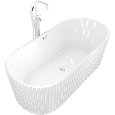 AcquaVapore freistehende Badewanne Wanne Acryl F08 170x80cm mit Armatur AF05 (1/5)