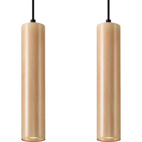 Lampe à suspension Lorento 2 GU10, bois naturel, lumilo 06.323.37 (1/5)