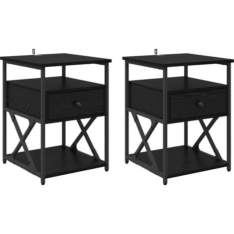 Maison Exclusive - Armadio da Notte con cassetto 2 pcs Rovere Nero 40 x 42 x 55 cm