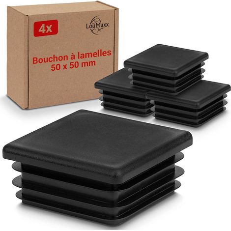 Lamellenkappe 50 x 50 mm – Schwarze Rohrabdeckung für 50 x 50 mm Vierkantrohr – Vierkantrohrkappe aus robustem Kunststoff – Pfostenkappen als Abdeckkappe (1/5)