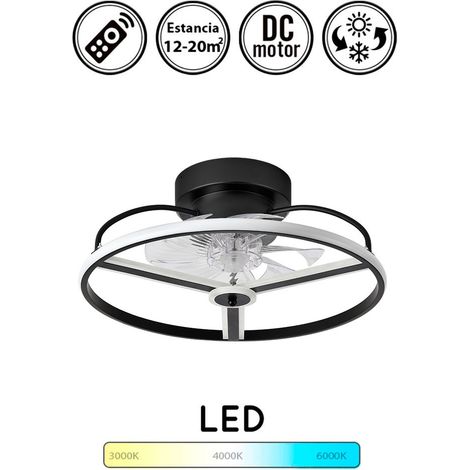 Ventilador 60w Dc Bora Negro 8 Aspas Transp. 21x50x50cm 6 Vel. 3 Colores C/remoto, Memoria, Temporizador Y Reg.Intensidad 5100lm (1/4)