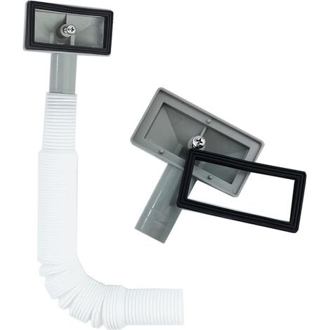 1 Piece Overflow Pipes, Overflow Tube for Extendable Sink, Square Interface (Size: 75 x 40 mm) Tube Length 230-600 mm, Diameter 26 mm (Inner Diameter: 21 mm) (1/5)