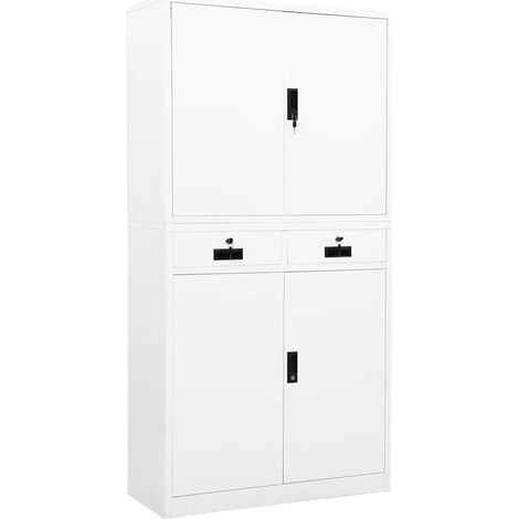 Armoire de bureau, Armoire de rangement, Armoire de classement Blanc 90x40x180 cm Acier LKOWF15351 (1/5)