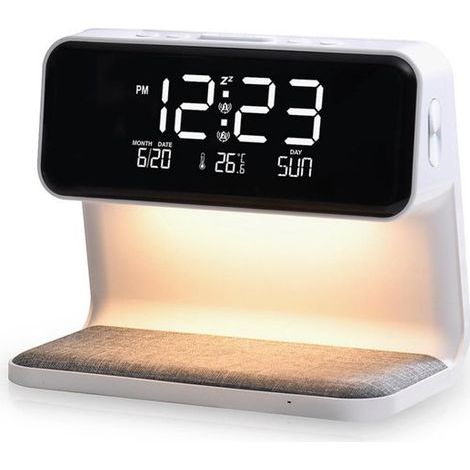 Réveil numérique à double alarme – Volume et luminosité réglables – Écran LED multicolore avec veilleuse – Fonction snooze et sauvegarde de la mémoire – Noir (1/5)