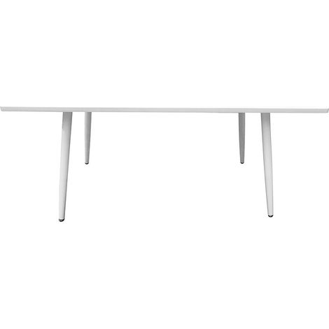 Mesa 200 x 100 Colección RENNES con patas de metal y tapa blanca. Diseño de mesa.
