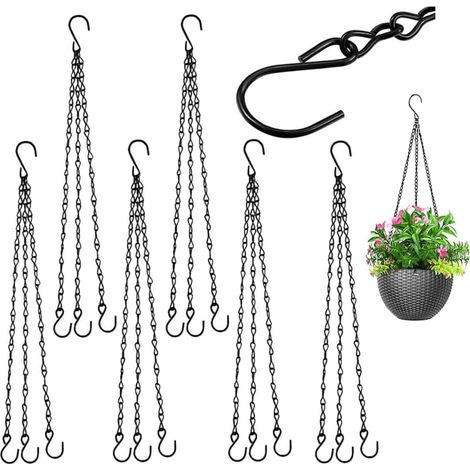 Hängeketten, 6-teiliges Metall-Pflanzenketten-Set mit S-Haken für Blumentöpfe und Vogelkäfige (Schwarz) (1/5)