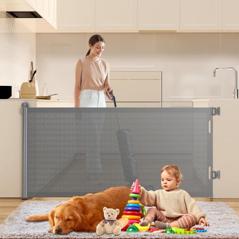 Barriere de Securite Enfant Extensible,0-180cm Barrière Escalier pour Bébés et Animaux,Retractable Barriere Chien pour Escaliers, Couloirs, Intérieur et Extérieur (1/5)