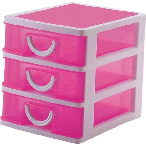 Vitrines cosmétiques, accessoires de toilette, organisateur de salle de bain, boîtes de rangement, meuble de rangement de comptoir à 3 tiroirs-red (1/5)