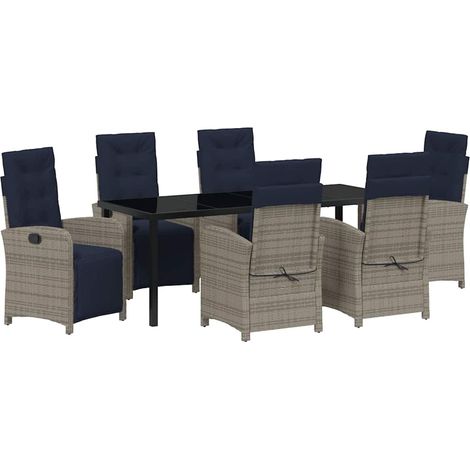 Maison Exclusive - Set da Pranzo per Giardino con cuscino 7 pcs Grigio polyrattan