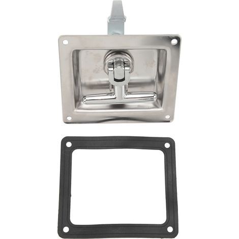 Poignée de porte pliante en acier inoxydable avec verrou rotatif de sécurité pour camping-car et yacht (1/5)