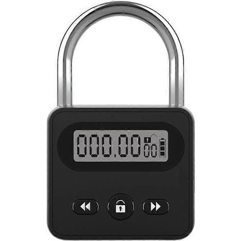 Elektronisches Vorhängeschloss mit Zeitverzögerung, LCD-Bildschirm, 999-Stunden-Countdown-Timer, USB-Ladefunktion und spritzwassergeschütztem Design für den Außeneinsatz.